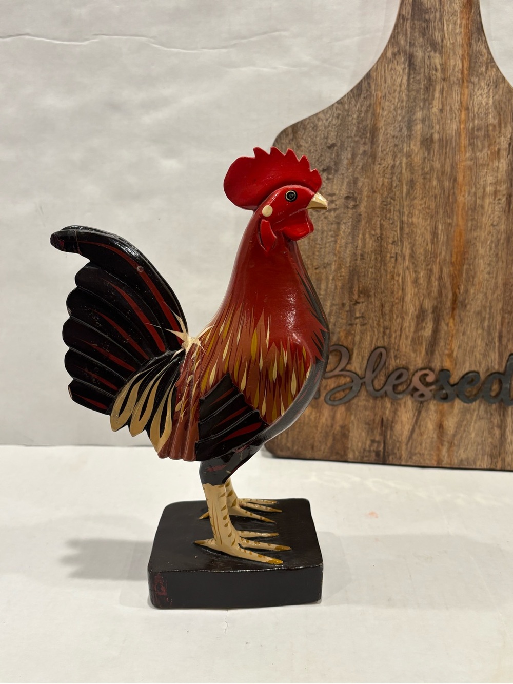 Rooster Figurine Red & Black